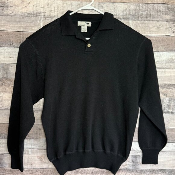I Levrieri Merino Wool Sweater Mens Large Black Hiking Outdoors Made in Italy - Picture 1 of 8